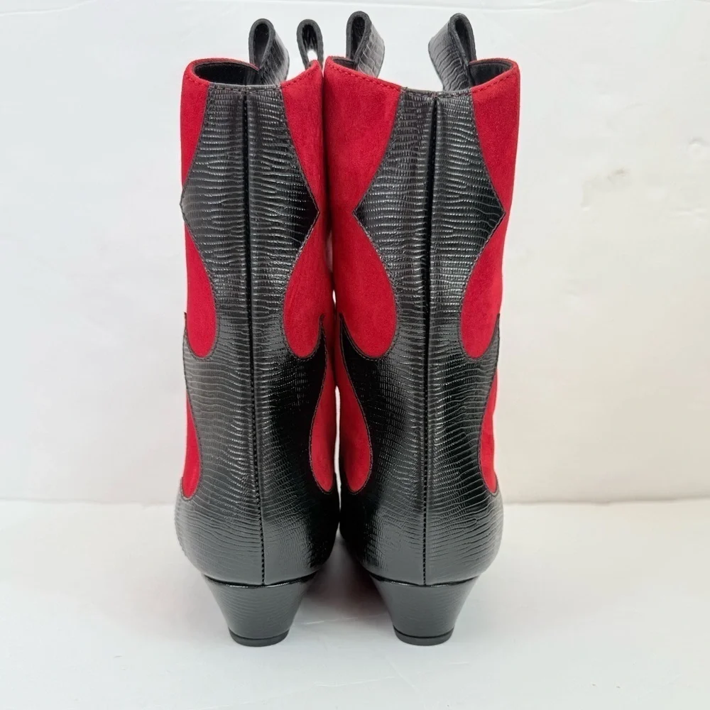 Giuseppe Zanotti Mascolina 30 Tubo Red Suede Black Leather cowboy Boots EU 40